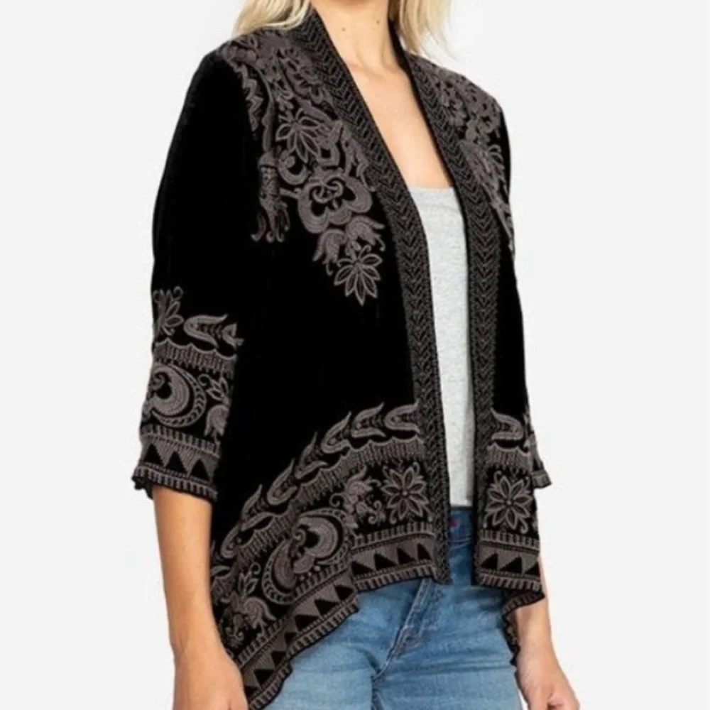 Johnny Was Hirsch heavily embroidered velvet jacket NWT